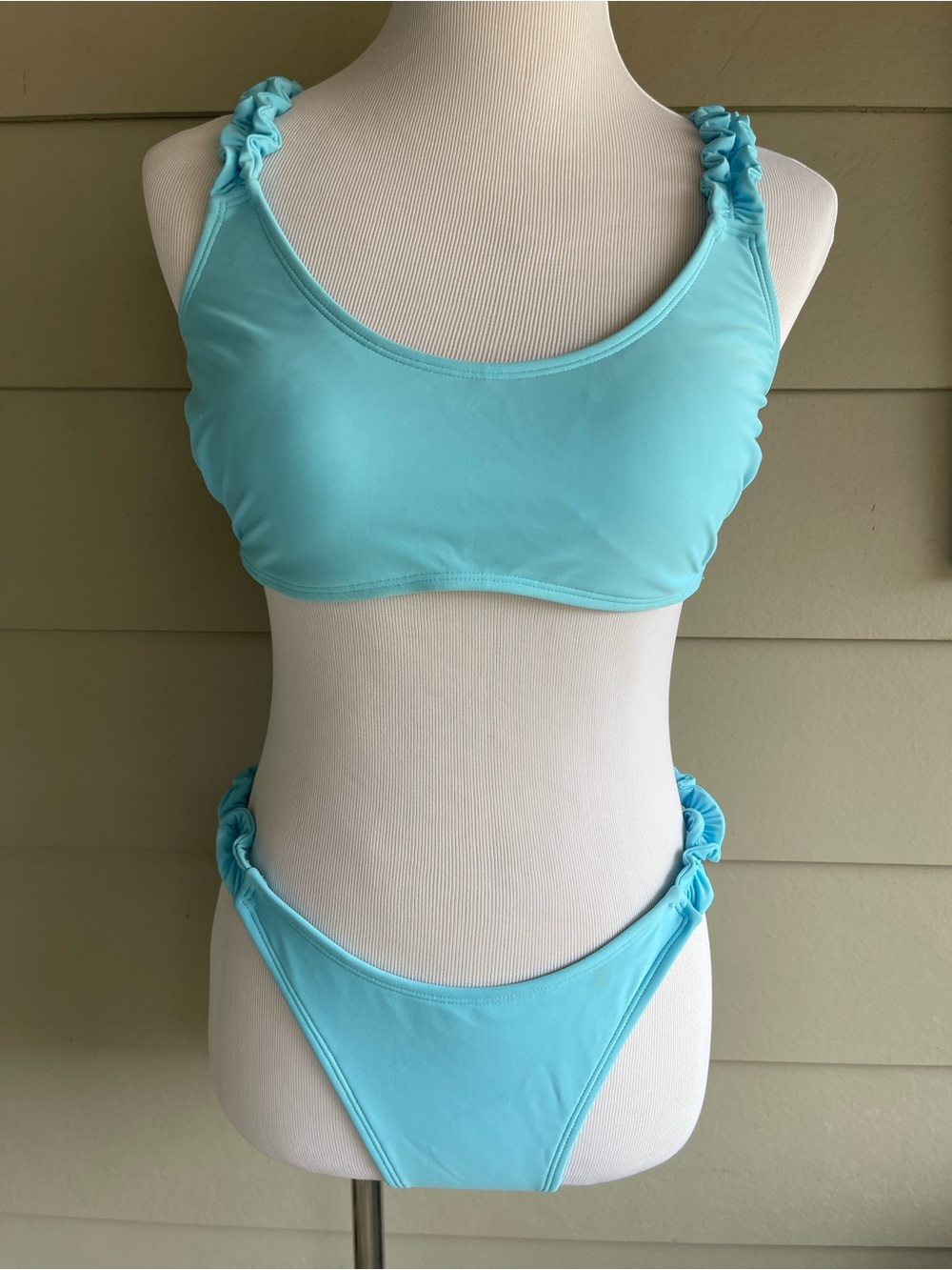 Wild Fable Light Blue Women's Ruffle Strap Bikini Set